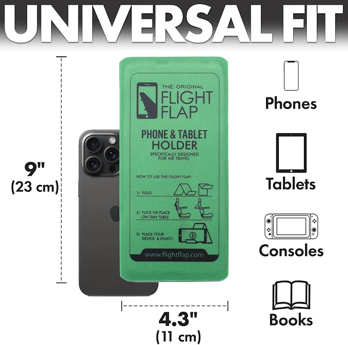 Foldable Airplane Phone Holder, Travel Phone Stand, Green | Use this flexible phone stand on a desk, bed, treadmill, office, kitchen counter, car headrest, or airplane seat back - Image 6