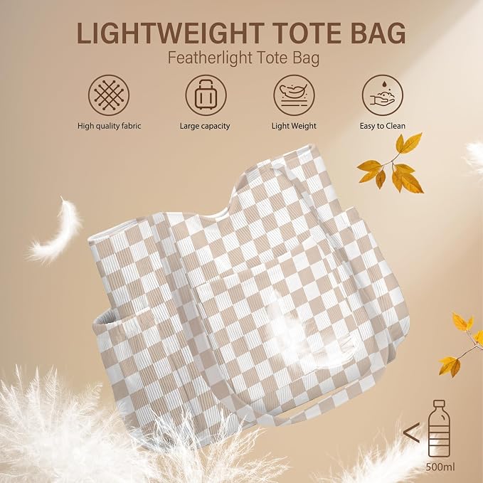 Corduroy Tote Bag for Women,Large Capacity Cute Tote Bags With 6 Pockets,Crossbody Shoulder Handbag for Work Travel Gym - Image 8
