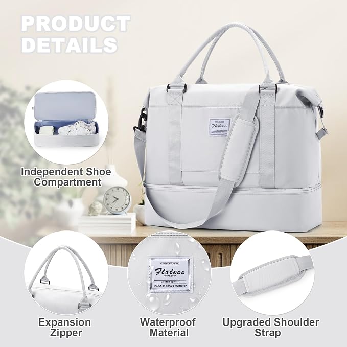 Travel Duffel Bag, Sports Tote Gym Bag, Shoulder Weekender Overnight Bag for Women - Image 5