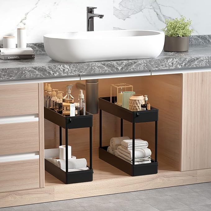 SOLEJAZZ Slim Rolling Storage Cart Skinny Bathroom Organizer, 4 Tier, Black | Thin utility cart with wheels for bathroom, laundry room, bedside, kitchen, dorm, office, next to fridge, small narrow places - Image 4