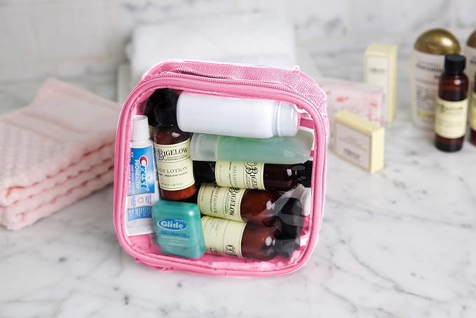 Clear TSA Approved 3-1-1 Travel Toiletry Bag for Carry On/Quart Size Transparent Liquids Pouch for Airport Security/Reusable See Through Vinyl & PVC Plastic Organizer Men Women (Rose) - Image 9