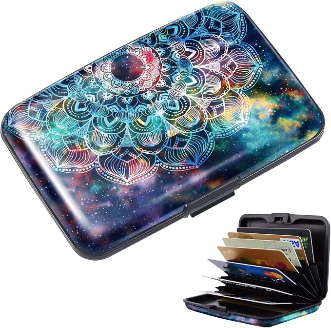 Credit Card Holder for Women,RFID Blocking Slim Hard Mini Card Case ID Case Travel Wallet Nebula - Image 2