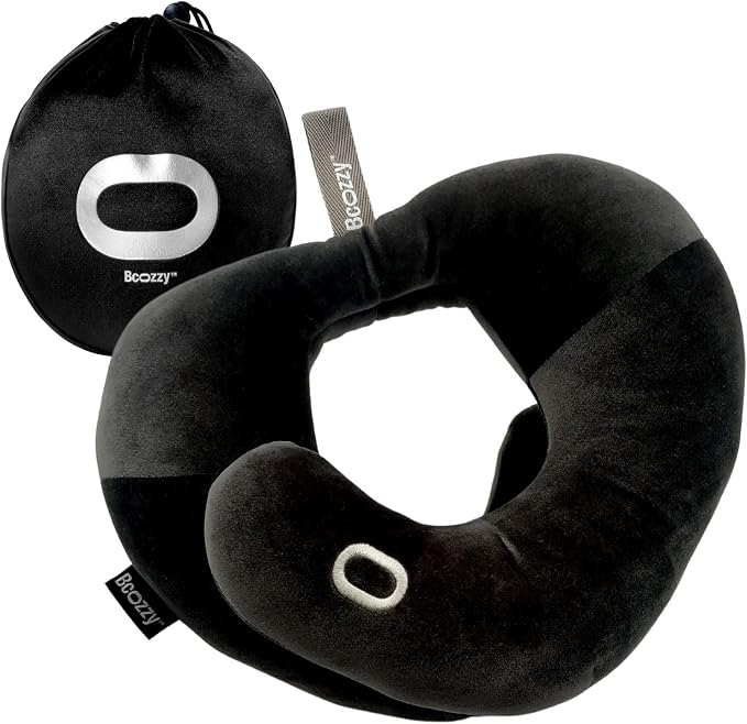 BCOZZY Neck Brace Pillow - Patented Relief for Neck Pain and Supportive Sleep-Soft, Washable, and Adjustable for Comfortable Resting. Black by BCOZZY
