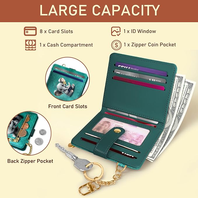 Jogjam Elephant Rfid Women Wallet, Small Slim Thin Credit Card Holder | PU Leather Bifold Cash Zipper Coin Pocket ID Window, for Female Ladies Teen Girls Girly Gifts - Image 4