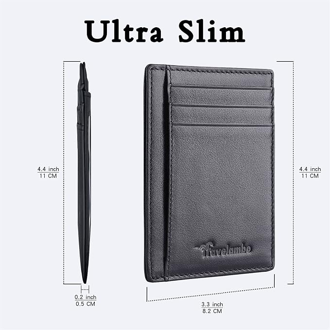 Travelambo Front Pocket Minimalist Leather Slim Wallet RFID Blocking Medium Size - Image 7
