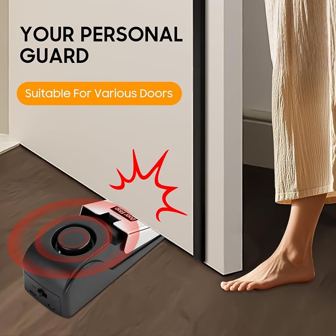 Upgraded Door Stopper Alarm - 120dB Loud Anti-Theft Security Alarm for Home, Travel & Apartments (Battery Included, 1 Pack) - Image 2