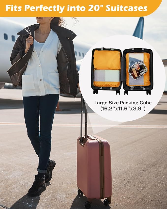 Gonex Compression Packing Cubes for Travel, Mesh Bags Luggage Organizers | Set of 8 with 4 Bags for Toiletry Essentials, Fits 20"Carry-on Suitcases, Double Zipper Compression, Lightweight (1.08 lbs) - Image 2