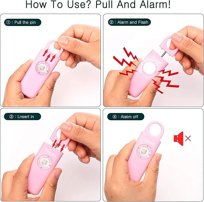 Personal Safety Alarm for Women – Superior Loud Siren & SOS Strobe | Premium Compact & Well-crafted Self Defense Keychain Alarm, College Dorm Essential, Variety of Colors (Pink) - Image 3