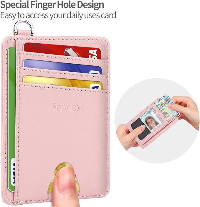 Slim Minimalist Front Pocket Wallet, RFID Blocking Credit Card Holder Wallet with Detachable D-Shackle for Men Women - Image 7
