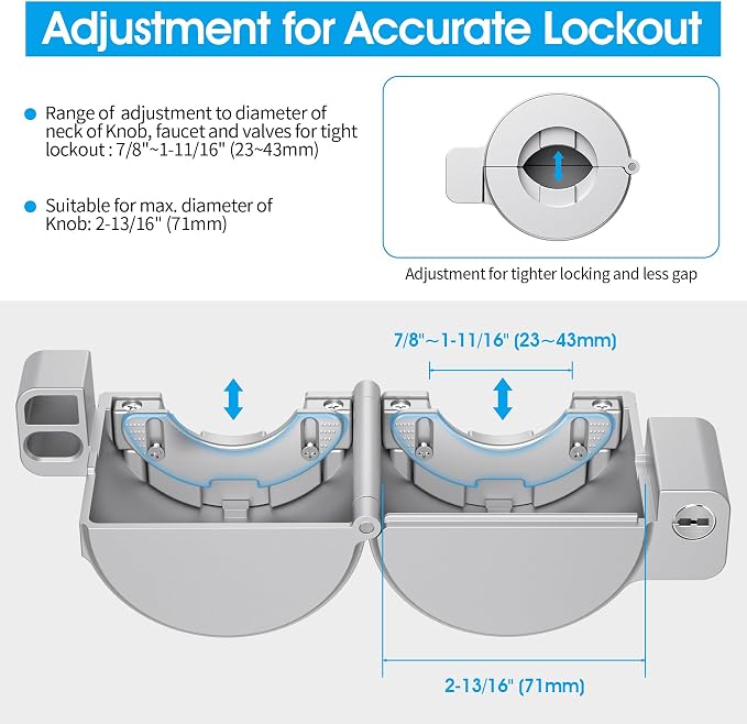 AST Adjustable Door Knob Cover with High Security Cylinder and 3 Brass Keys | Childproof Door Knob Cover with Lock, Lockout to Doorknob. Safety Cover for Faucet, Valve, Spigot. Prevent Access to Keyhole - Image 3