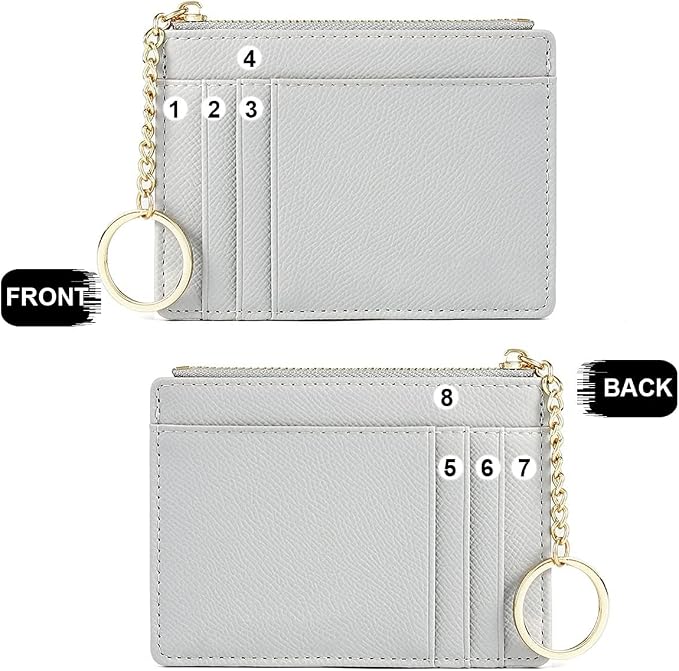 Valentoria Slim RFID Blocking Card Holder Small Pocket Wallet Keychian Zipper Coin Purse Mini Cash & Coin & Cards Case for Women Men | Slim - Image 3