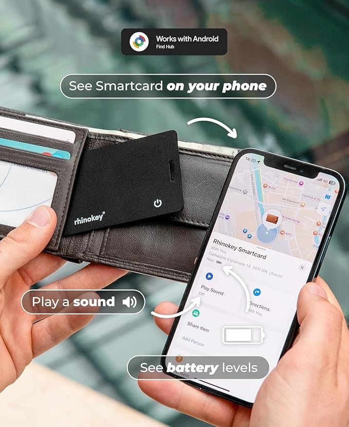 Rhinokey® Apple MFi Certified Wallet Tracker Card Works with Apple Find My (4 Pack - iOS) - Image 3