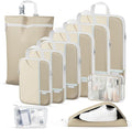 Percover Compression Packing Cubes for Travel, 10-Piece Structured Compression Organizer Set with Toiletry Bag, Laundry Bag & Shoe Bag for Carry-On & Checked Luggage, Camel by Unknown