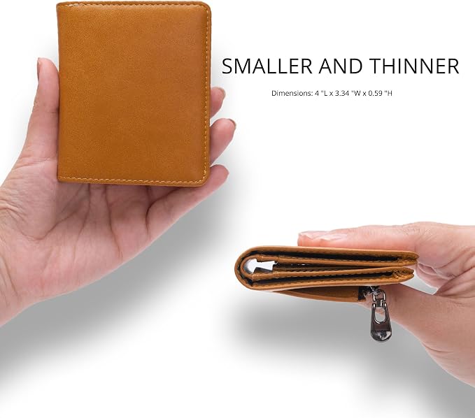 Alldaily Small RFID Wallet for Women Slim Compact Bifold Pocket Ladies Travel Mini Purse (Brown) - Image 2