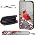 Wallet,Leather Long Wallet Suitable For Ladies And Teenagers - Detachable Wristband + RFID Travel Wallet With Card Slot - Cardinal in Snow by Unknown