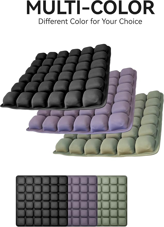 Inflatable 3D Travel Cushion for Airplane, Tailbone Pain Relief Seat Pad with Ergonomic Support, Anti-Slip Bottom, Built-in Pump & Carry Bag for Travel/Office/Car – 36 Air Cells, Purple - Image 8