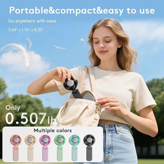 ZOZOO Portable Fan, USB Rechargeable 194°Folding Handheld Fan,5 Speed&LED Display &High Power Motor Table Fan, 3 IN 1 Quiet Strong personal Neck fans for Travel,Camping,Beach (Black) - Image 6
