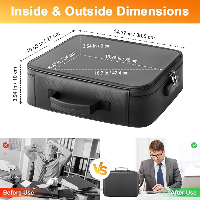 Fireproof Waterproof Document Bag with Lock for Important Files | Zipper Closure, Fits Laptop & Passport, Portable Travel Case, Secure Document Storage - Image 6
