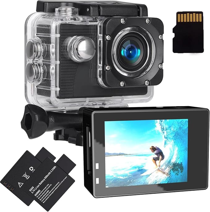 Xilecam Action Camera 1080P Sports Camera Memory Card Action Cam 4xZoom 131ft Underwater Waterproof with 2 X Batteries and Multi-Function Accessory(X2R) by Xilecam