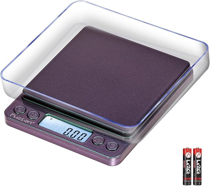 Fuzion Digital Scale .01 Gram Accuracy, 500g Small Kitchen Food Scales | 2 Trays Included for Jewelry, Gold, Herb, Powder, Spice, Coffee, Coin - Weight Gram and Oz by Fuzion%C2%AE