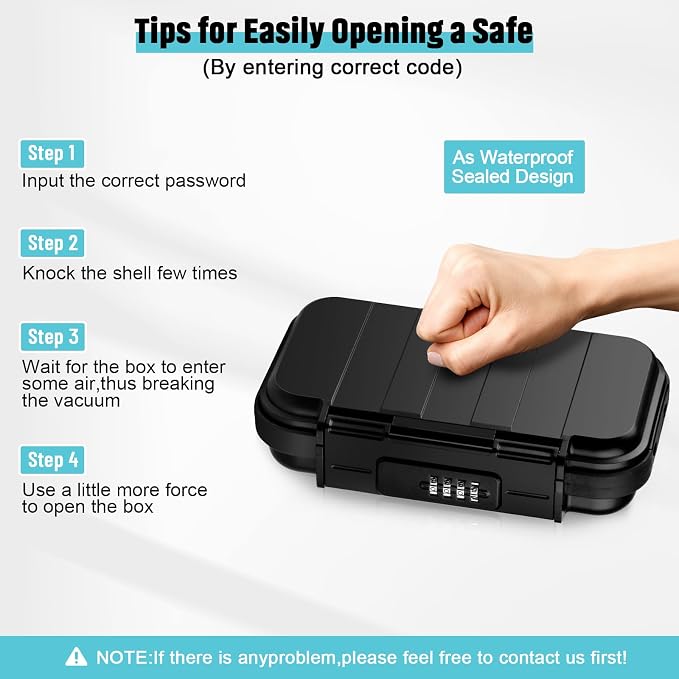 HUANLANG Portable Safe Lock Box with Combination Lock Mini Beach Travel Safe Waterproof Small Lockable Boxs with Removable Wire Rope Combination Lock Box for Dorm,Travel,Beach,Hotel,Car,Home,Office - Image 8