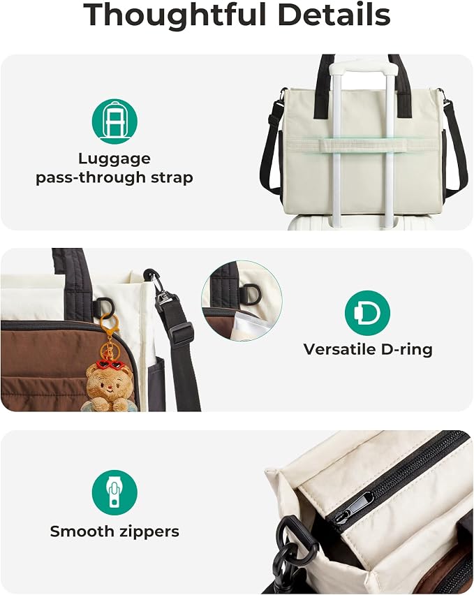 BAGSMART Tote Bag for Women, Puffy Laptop Work College Shoulder Handbag | 30oz or 40oz Tumbler Holder with Crossbody Strap, 13 inch or 15.6 inch Laptop Sleeve, Water Resistant Puffer Teacher Tote Bag - Image 5