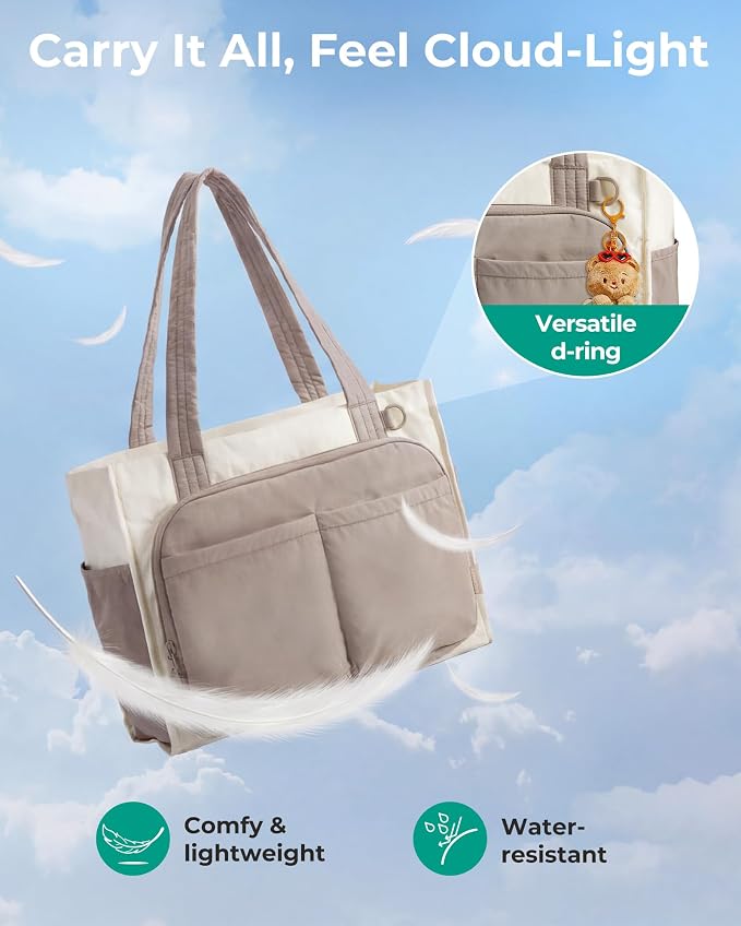 BAGSMART Tote Bag for Women, Puffy Laptop Work College Shoulder Handbag | 30oz or 40oz Tumbler Holder with Crossbody Strap, 13 inch or 15.6 inch Laptop Sleeve, Water Resistant Puffer Teacher Tote Bag - Image 6