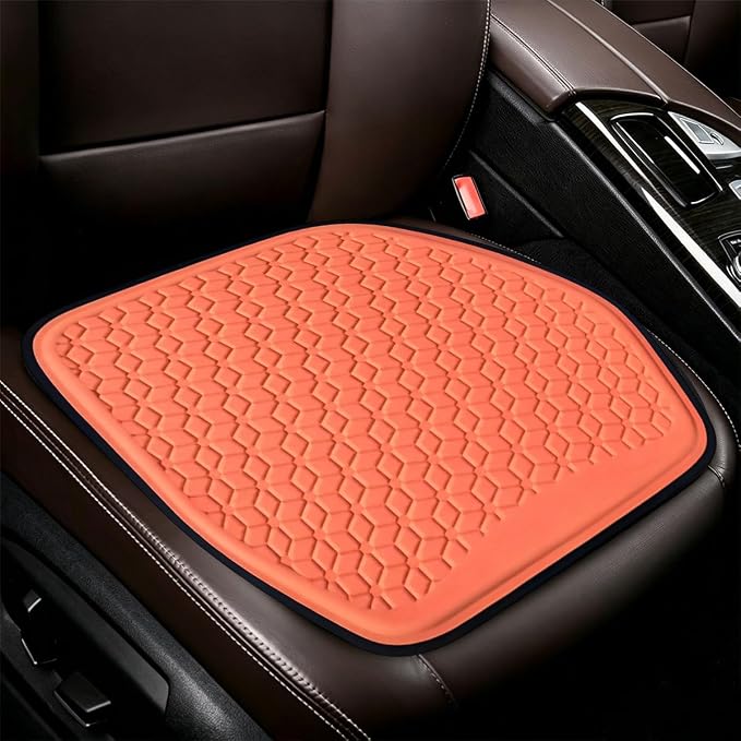 Zpana Gel Car Seat Cushion, Non-Slip & Comfortable Automotive Chair Protector Pad for Driving, Breathable Vehicle Interior Mat Cover Accessories, Universal Fit (Orange) | Comfortable Automotive Chair Protector Pad, Vehicle Interior Mat Cover Accessorie... - Image 6