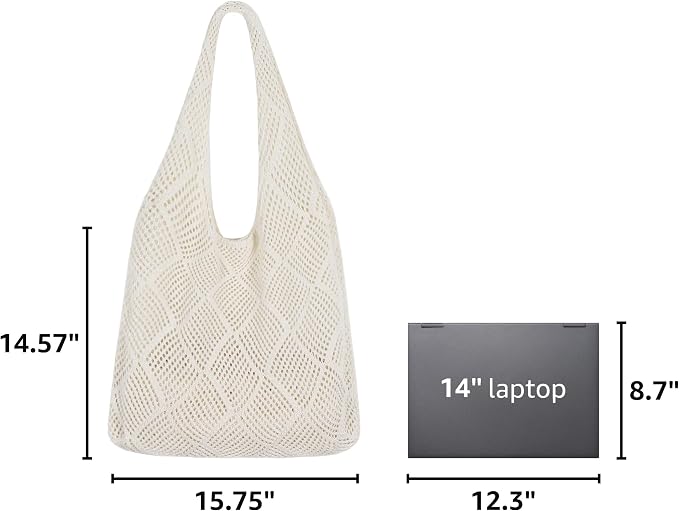 Sightor Crochet Tote Bag, Mesh Beach Bag Knit Summer Hobo Bag for Women | Beach Tote bag Vacation Outfits Aesthetic Boho Bag - Image 3