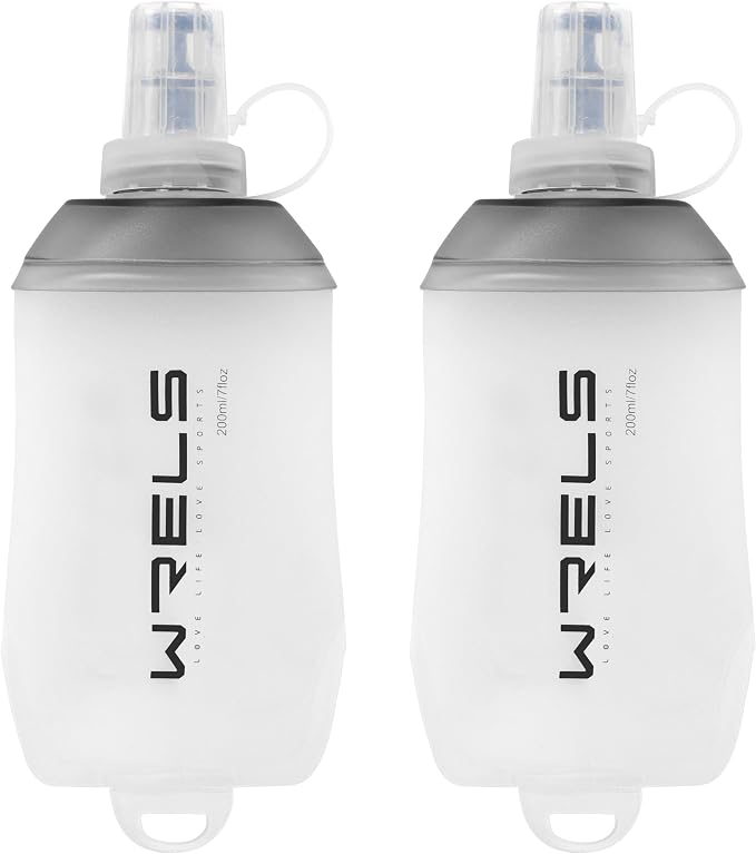 WRELS 200ml/350ml/500ml Collapsible Soft Flask,BPA Free Folding Soft Water Bottle with Hanging Ring,Lightweight TPU Hydration Flask for Running Marathon Cycling Hiking by WRELS