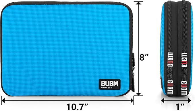 BUBM Double Layer Electronics Organizer, Travel Gadget Bag for Cables, Memory Cards, Flash Hard Drive and More, Fit for iPad or Tablet(up To 9.7")--Large, Blue | Travel Gadget Bag For Cables, Memory Cards, Flash Hard Drive and More, Fit For iPad or Tab... - Image 5