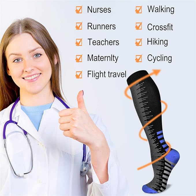 QUXIANG Compression Socks for Women & Men 15-20 mmHg, Best for Medical, Nursing, Running, Athletic, Varicose Veins, Travel - Image 5