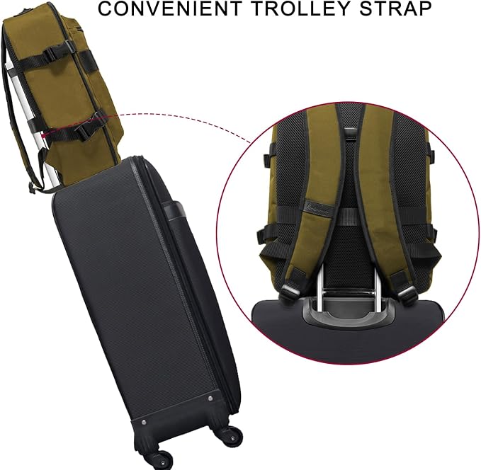 Travel Backpack 17L Lightweight Casual Small Carry-on Daypack 15-inch Laptop Notebook, Underseat Overnight Weekender, Khaki - Image 5