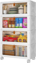 YFXCVSL 4 Tier Plastic Storage Bins with Lid 36QT, Stackable Storage Bins | Plastic Storage Bins with Wheels, Folding Storage Boxes, Organizers and Storage for Living Room,Office,Dorm by YFXCVSL
