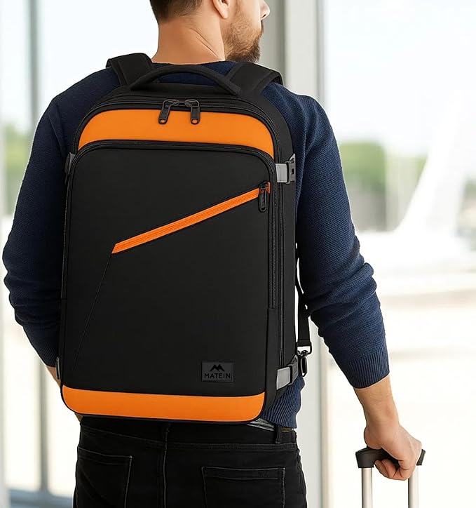 MATEIN Carry on Backpack for Airplane, Expandable Travel Bag for Travelling | Airline Approved with Hidden Shoulder Strap, Fit Overhead Bin, Water Resistant, Lightweigth Casual Daypack Bags for Men Women - Image 9