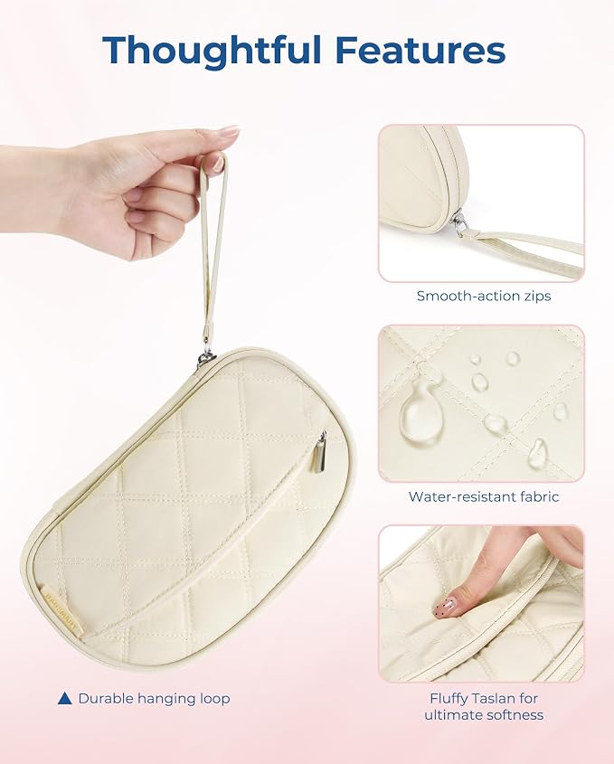BAGSMART Electronics Organizer Travel Case for Cords Chargers Phones, Beige | Puffy Padded, Travel Essentials, Cord organizer bag for Cables, Compact Tech Accessories Pouch - Image 5