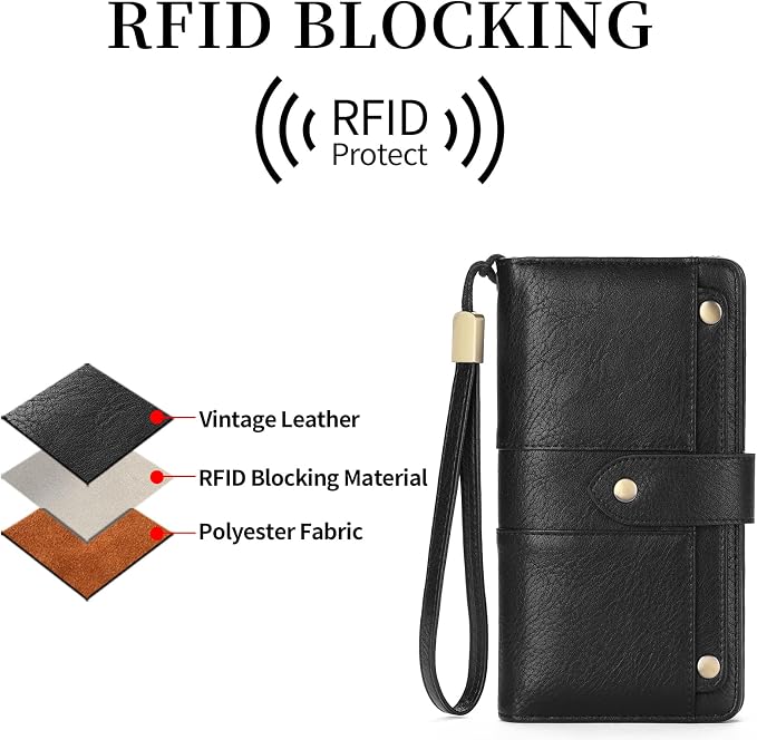 Wallets for Women Trifold Wristlet Wallets Large Capacity RFID Blocking Ladies Purse Credit Card Holder - Image 5