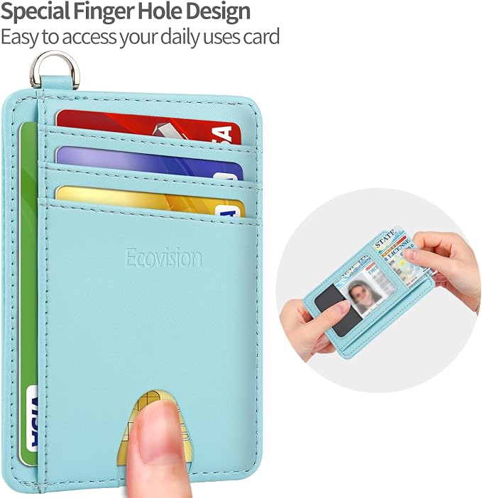 Slim Minimalist Front Pocket Wallet, RFID Blocking Credit Card Holder Wallet with Detachable D-Shackle for Men Women - Image 7