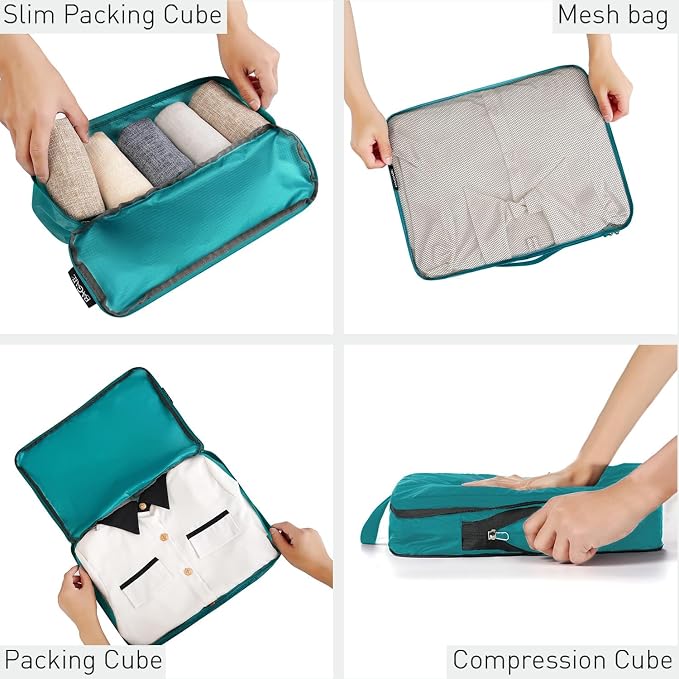 Bagail Ultralight Compression Cubes 7 Set - 3 Packing Cubes, 3 Organizers, and 1 Shoe Bag - Image 3