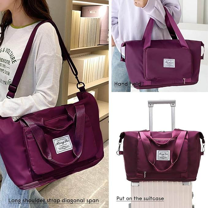 Travel Duffel Tote Bag,Travel Weekender Overnight Bags Women Carry On Bag Totes for Airplanes,Sports Gym Duffle with Trolley Sleeve - Image 2