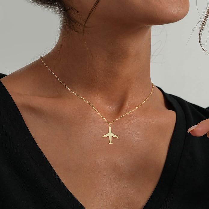 Kyerlyn Necklace for Women, Dainty Airplane/Swallow/Lightning Necklace Sideways Necklace Pendant Trendy Adjustable Chain Simple Choker Everyday Gifts - Image 4