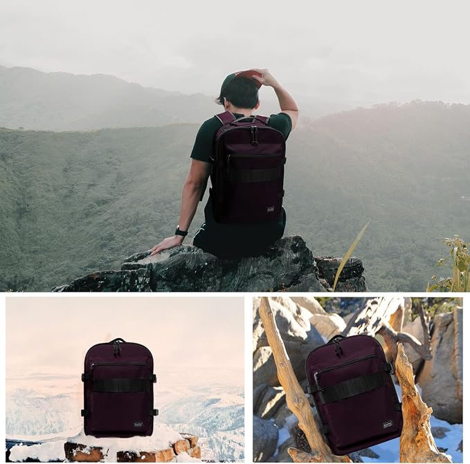 Lightweight Travel Backpack Hiking Daypack Laptop Bookbag, 17L Carry-on Personal Item Weekender Overnight Bag Unisex, Eggplant - Image 6
