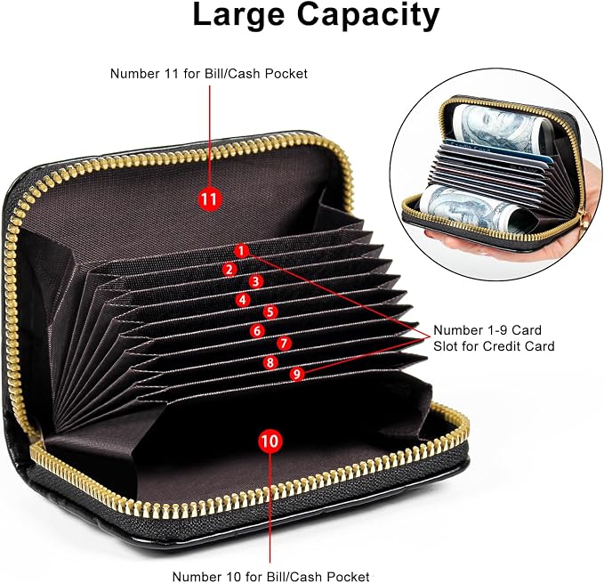 Credit Card Wallet, RFID Card Case Wallet, Zipper Card Cases Holder for Men Women, RFID Blocking, KeyChain Wallet, Compact Size Card Organizer Case for Women - Image 5