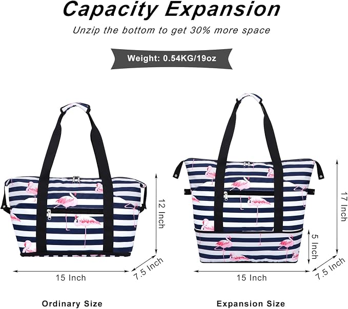 Expandable Duffel Bag for Women with Trolley Sleeve/Wet Pocket Weekender Travel Tote Large Carry On Overnight Luggage - Image 3