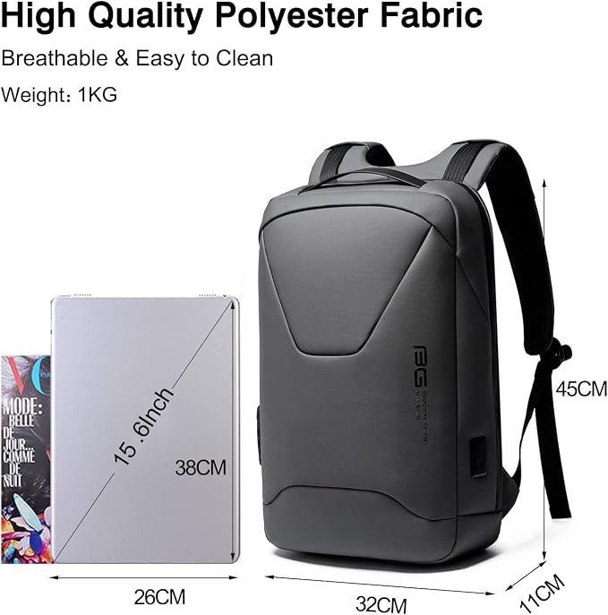 FANDARE Anti-Theft Backpack Business Daypacks fits 15.6 Inch Laptop Travel Large Backpack with USB Charging Port Waterproof Computer Bag Bookbag for Women Men Notebook Grey - Image 4