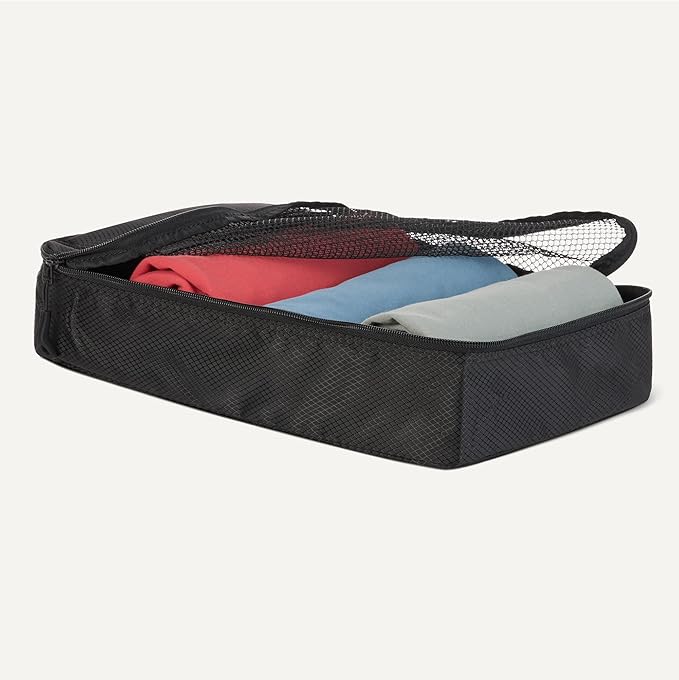 Amazon Essentials 4-Piece Space-Saving Packing Cubes Travel Accessories Set, Luggage Organizer with Double Zipper, Mesh Top, Small/Medium/Large/Slim, Black (Previously Amazon Basics) - Image 3