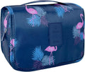 Portable Hanging Toiletry Bag for Travel,Small Multifunctional Makeup Cosmetic Bag for Women,Waterproof Travel Toiletries Organizer,Shower Bathroom Pouch with Hook for Gym,Camping - Navy Blue Flamingo by Unknown