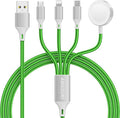 Amasuki Travel Essentials,4 in 1 for Apple Watch Charger/iPhone Charger/Multi Charging Cable,Vacation RV Camping Essentials,USB C/L/Micro Portable Charger for iWatch 11-1/iPhone 17-12,Car&Gift-Green by ChargeBeyondPowerWithin