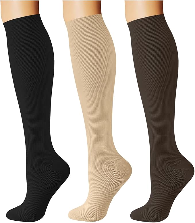 Breslatte Compression Socks for Women Men 15-20 mmHg | Graduated compression stockings knee high athletic support socks for travel running flying nurse pregnant by Breslatte