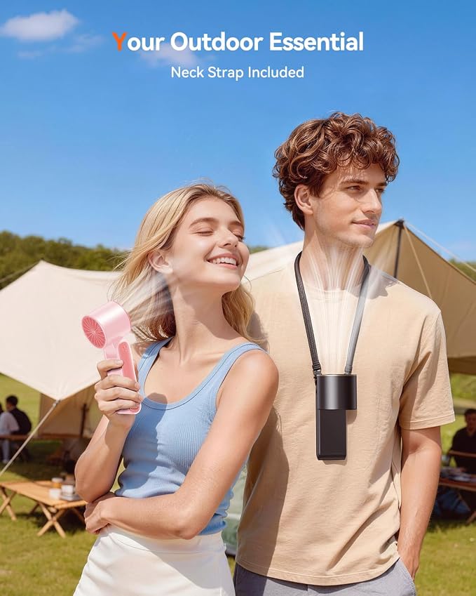 Portable Handheld Turbo Fan, 199 Gear Speed, 24 Hs Cooling Time, 5500mAh Rechargeable Mini Personal Hand Fan, Foldable Design, Travel Essentials, Beach Vacation, Gifts for Women, Men,Pink - Image 6